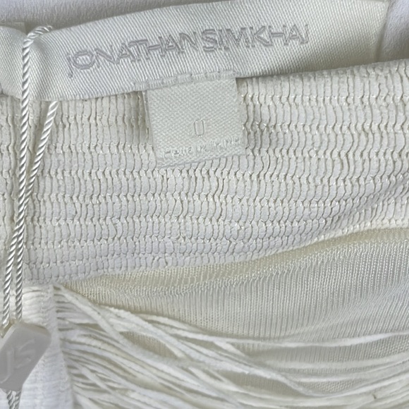 Jonathan Simkhai Midi Pencil Skirt Cream Draping String Detail Body Con Back Zip - Picture 10 of 13